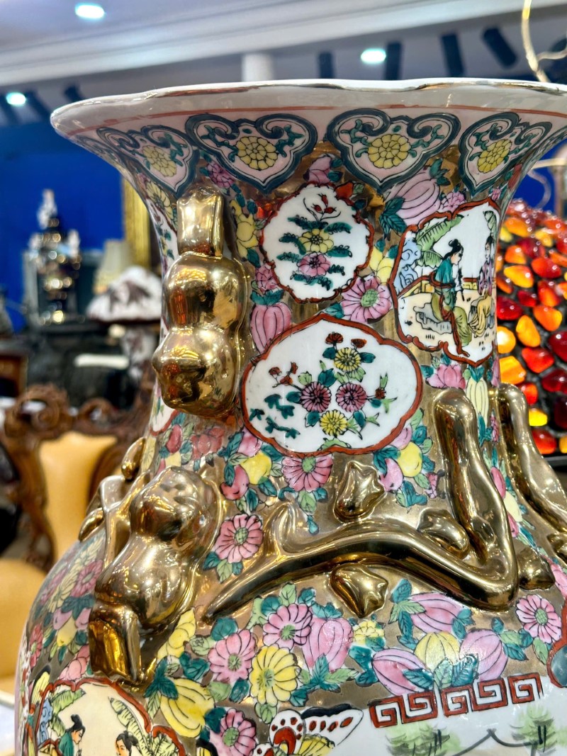 Bình gốm sứ họa tiết dân gian [Ph0150]