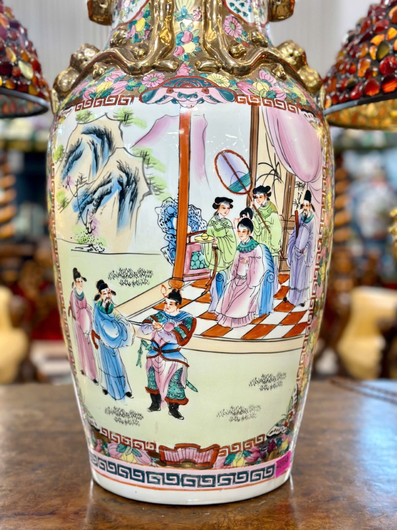 Bình gốm sứ họa tiết dân gian [Ph0150]