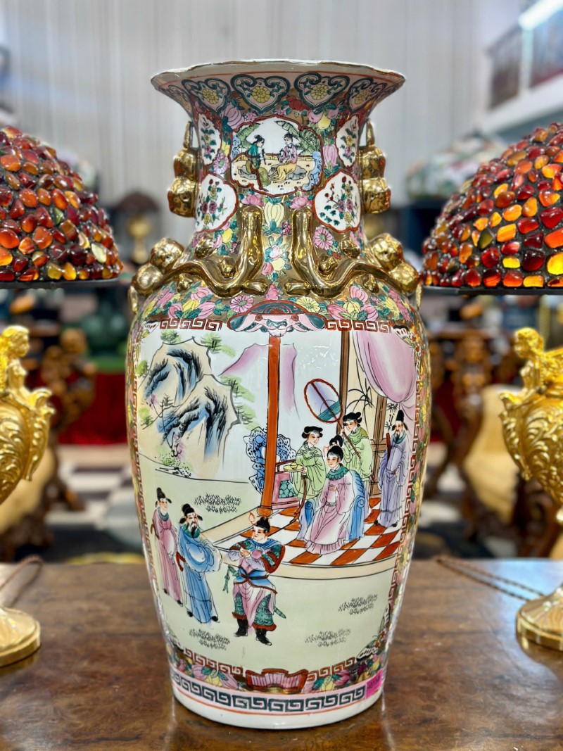 Bình gốm sứ họa tiết dân gian [Ph0150]