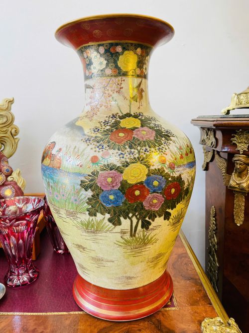 [PH0156] Bình gốm men rạn hoa mẫu đơn - Sắc hoa phú quý