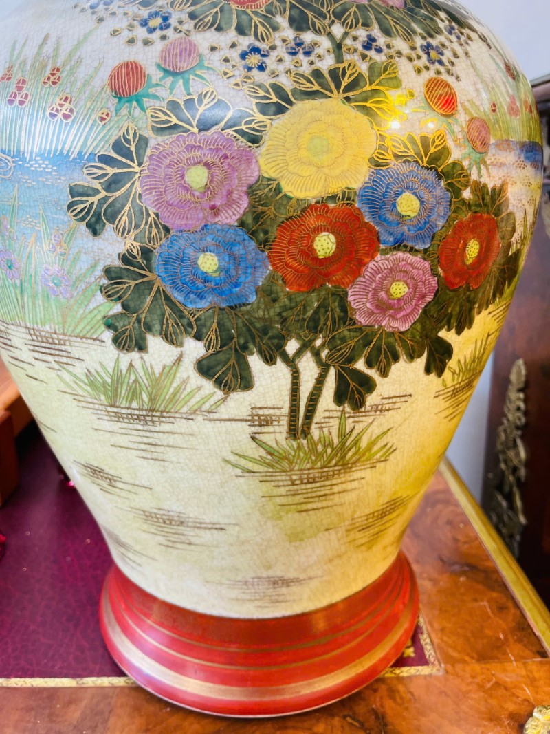 Bình gốm men rạn hoa mẫu đơn - Sắc hoa phú quý&nbsp;[PH0156]