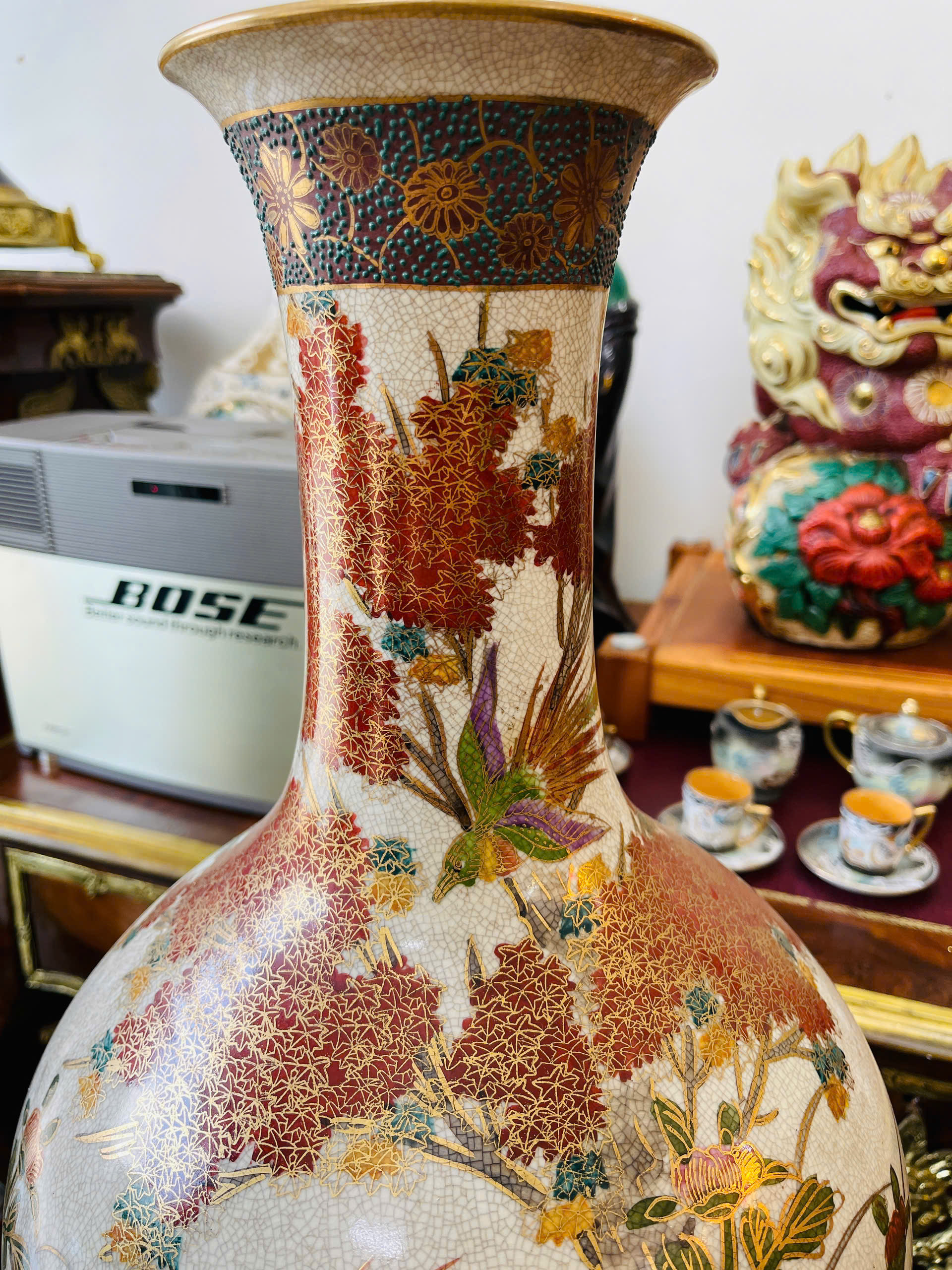 [PH0181] Bình gốm họa tiết bách hoa - Sắc màu trường xuân và phú quý