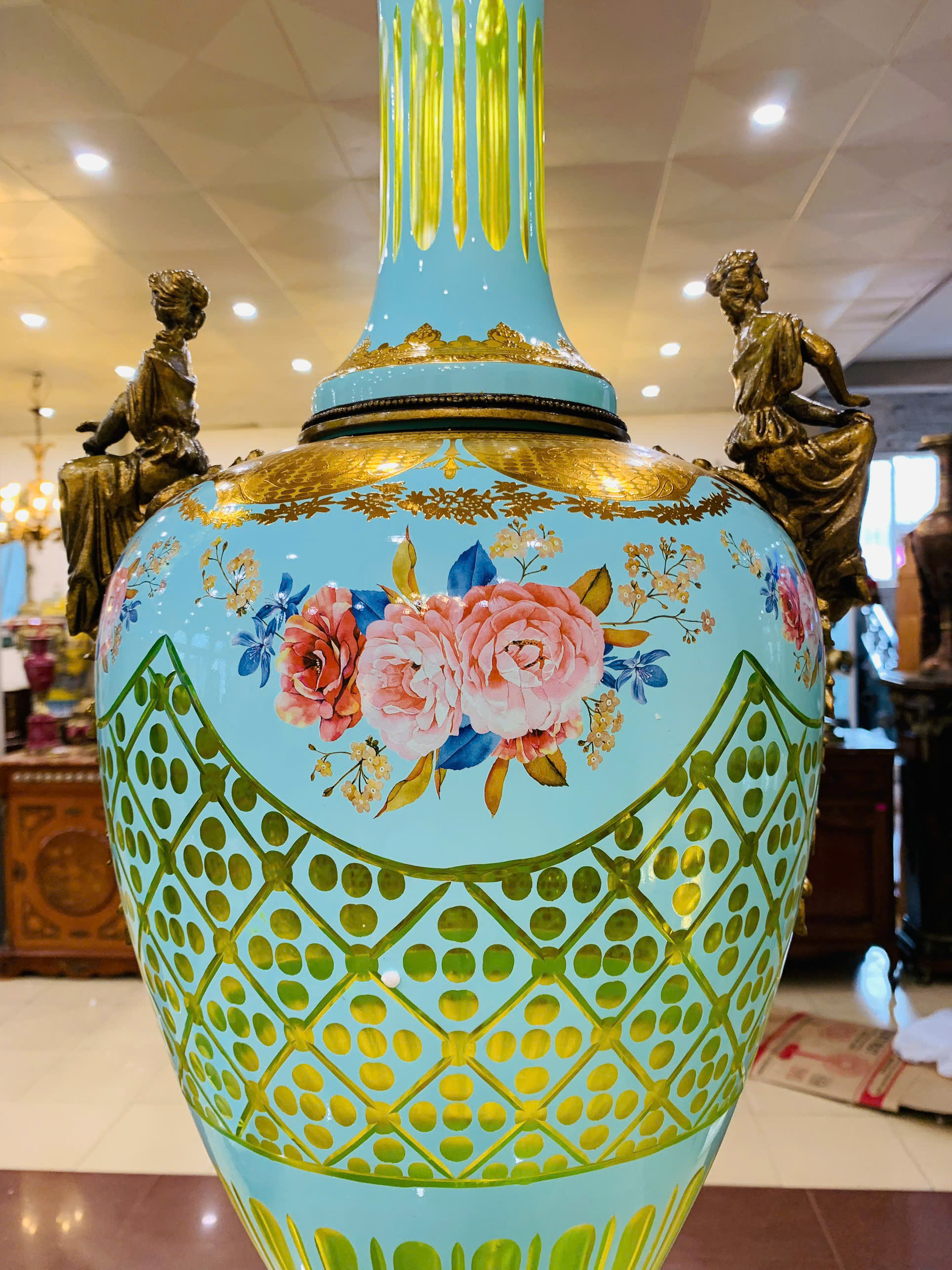 [PH0091-1] Đôi Cúp Pha Lê Châu Âu , xanh ngọc bích