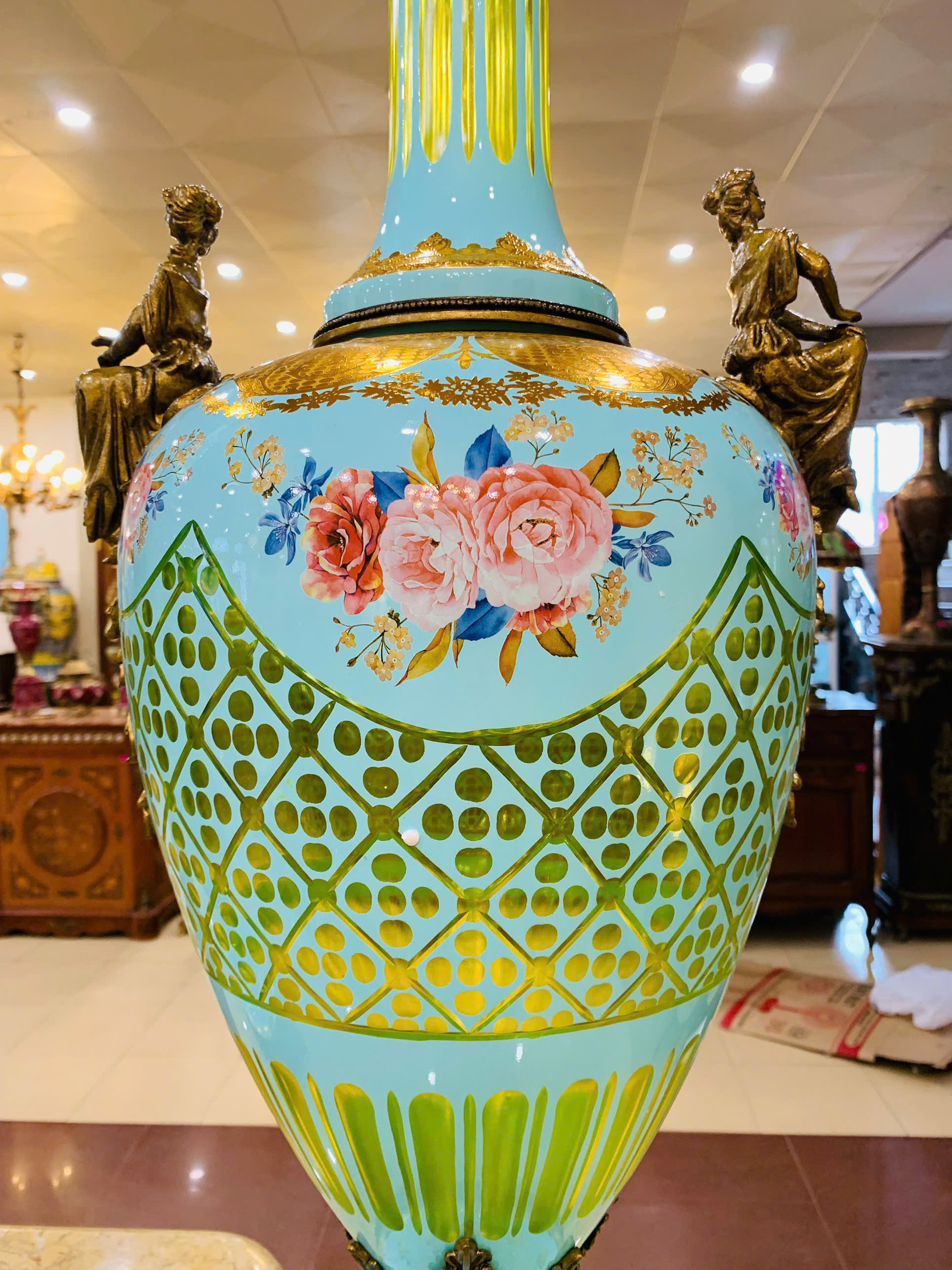 [PH0091-1] Đôi Cúp Pha Lê Châu Âu , xanh ngọc bích