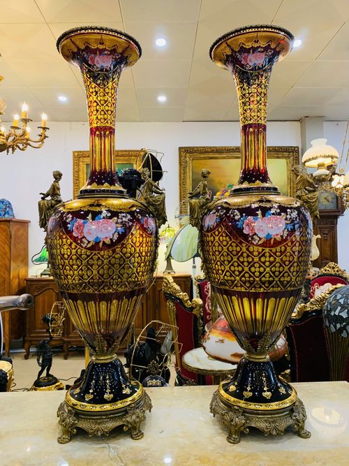 [PH0091- 2] Đôi Cúp Pha Lê Châu Âu màu Hổ phách