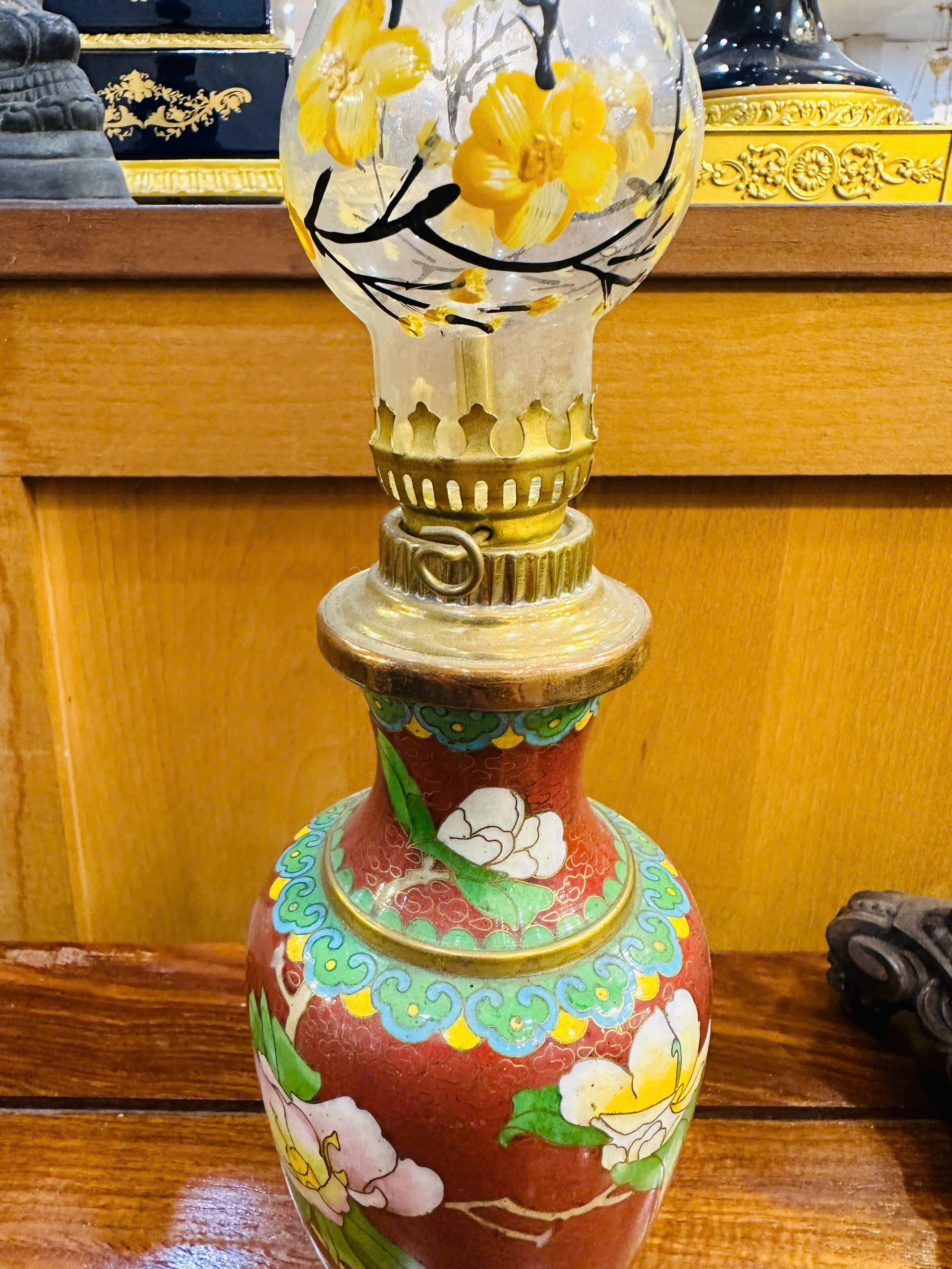 [PH0034-1] Đèn Dầu Pháp Lam