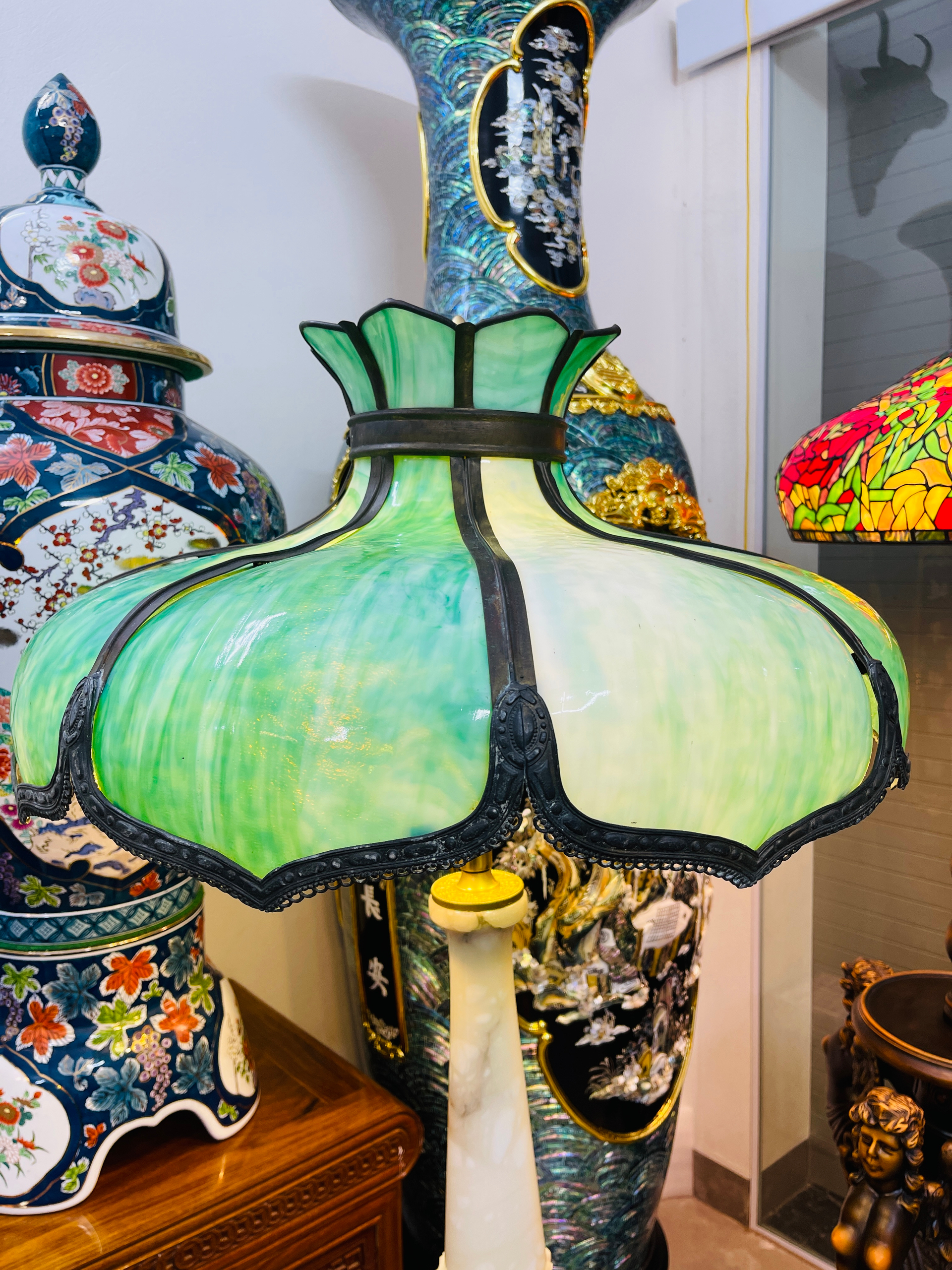 [PH0196] Đèn Tiffany Cây Chân Đá Cẩm Thạch