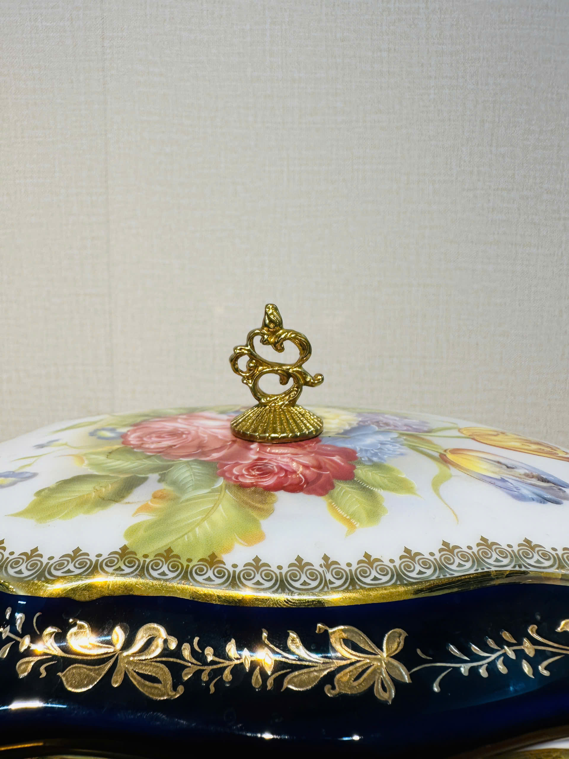 [PH0199] ÂU MỨT SỨ VẼ HOA – VIỀN ĐỒNG TÂN CỔ ĐIỂN