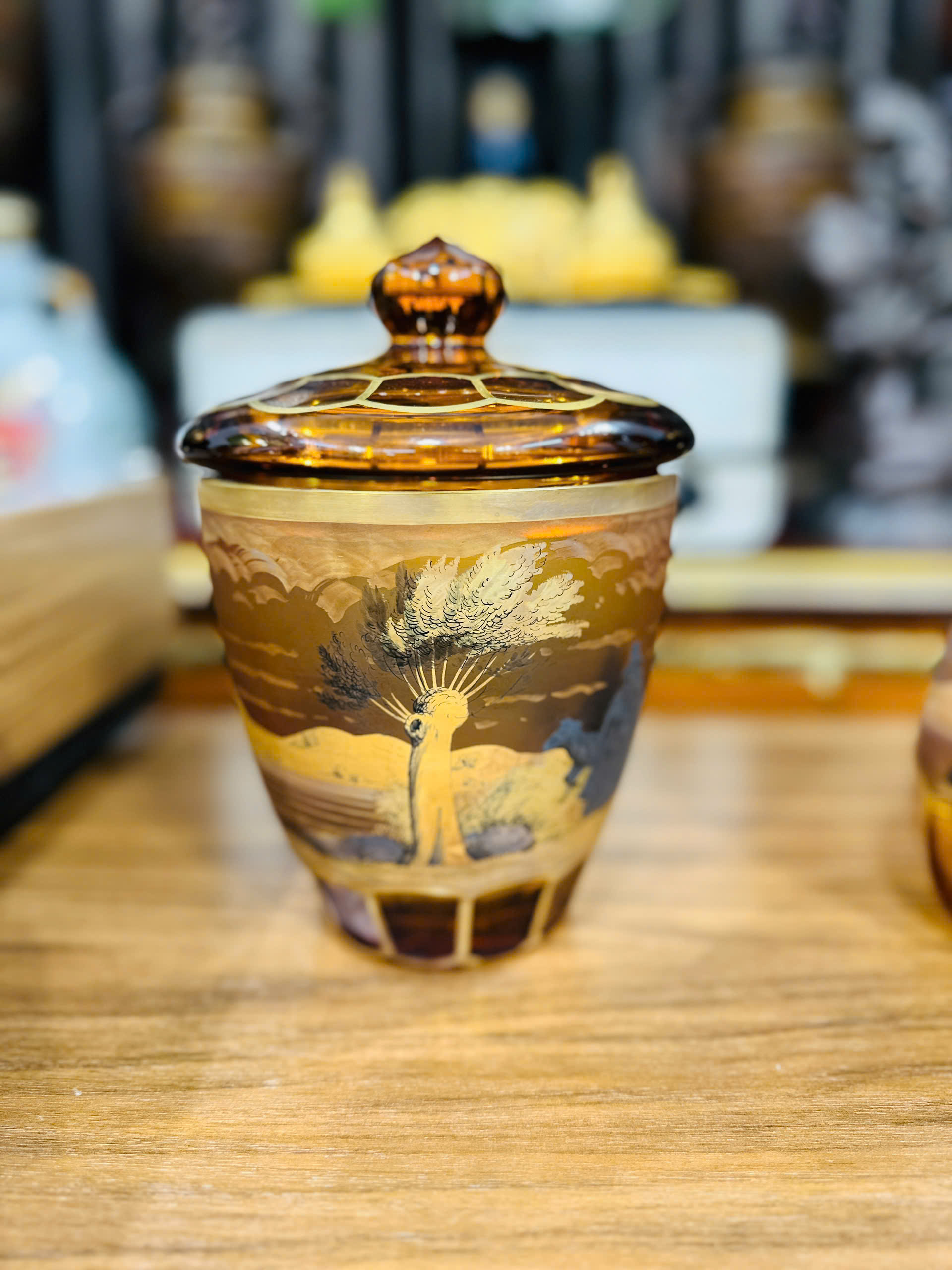 (Ok G) Bộ Bình Ly Rượu Pha Lê Tiệp Khắc Vẽ Họa Tiết Hoa Cao Cấp