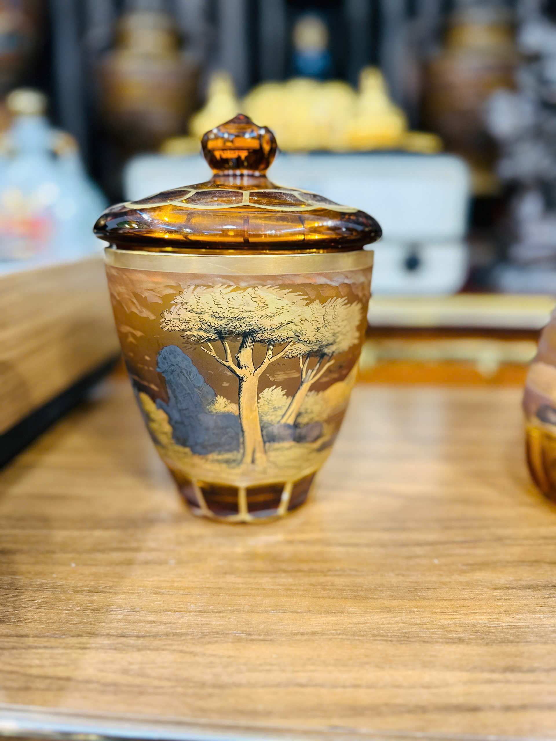 (Ok G) Bộ Bình Ly Rượu Pha Lê Tiệp Khắc Vẽ Họa Tiết Hoa Cao Cấp