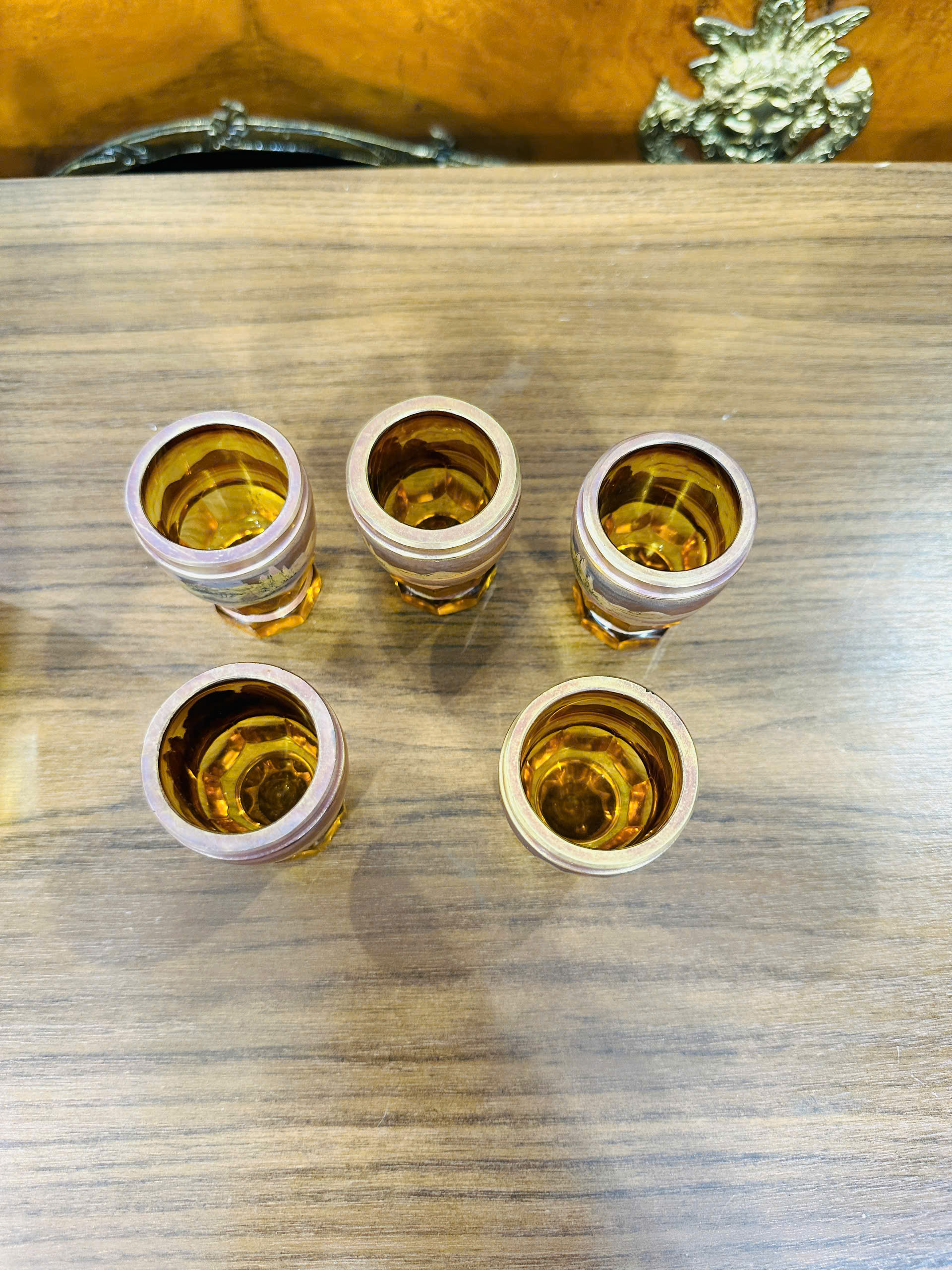 (Ok G) Bộ Bình Ly Rượu Pha Lê Tiệp Khắc Vẽ Họa Tiết Hoa Cao Cấp