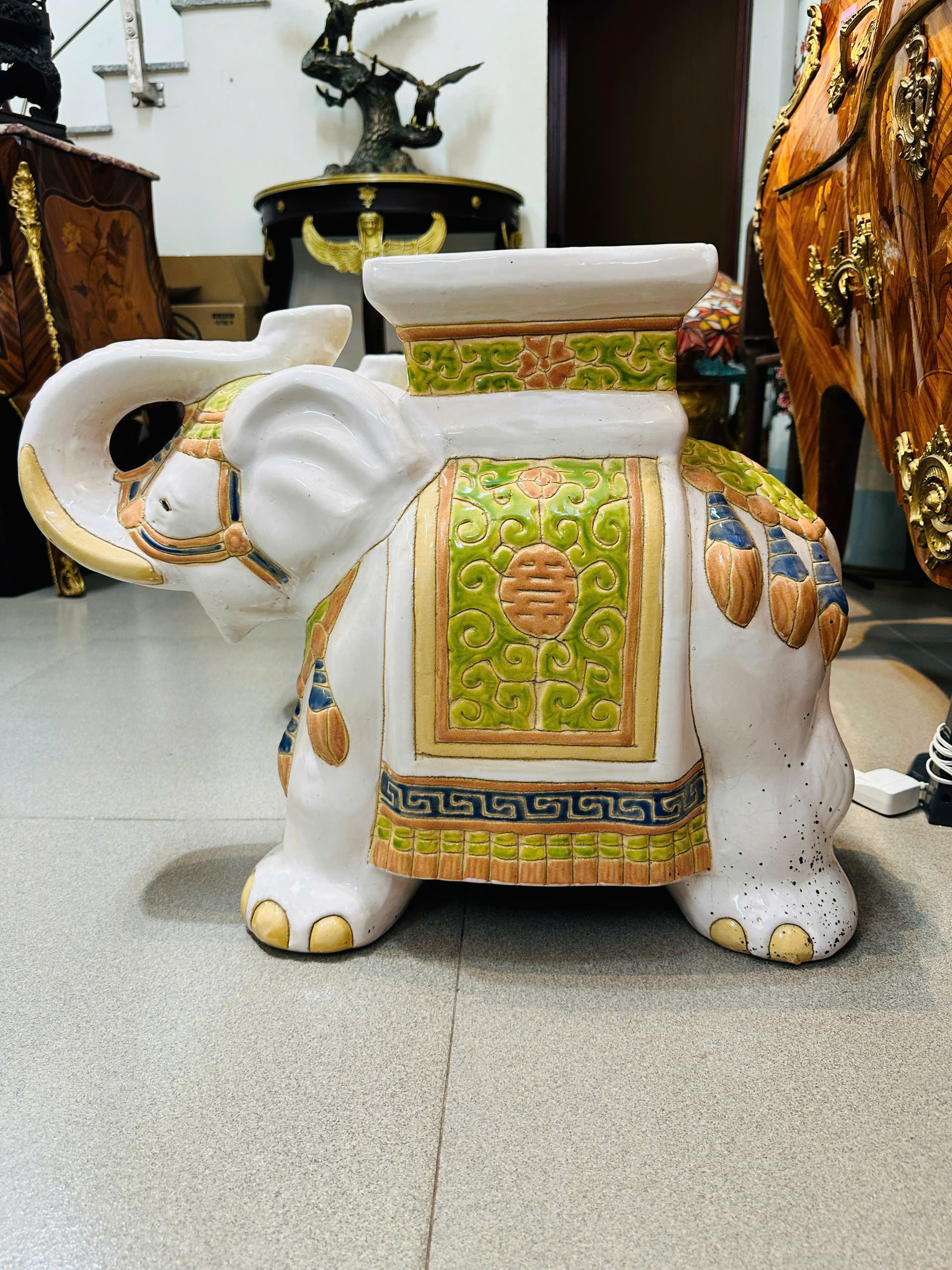 [PH0116] CẶP VOI SỨ CỔ PHONG THỦY – VỪA TRANG TRÍ, VỪA MAY MẮN