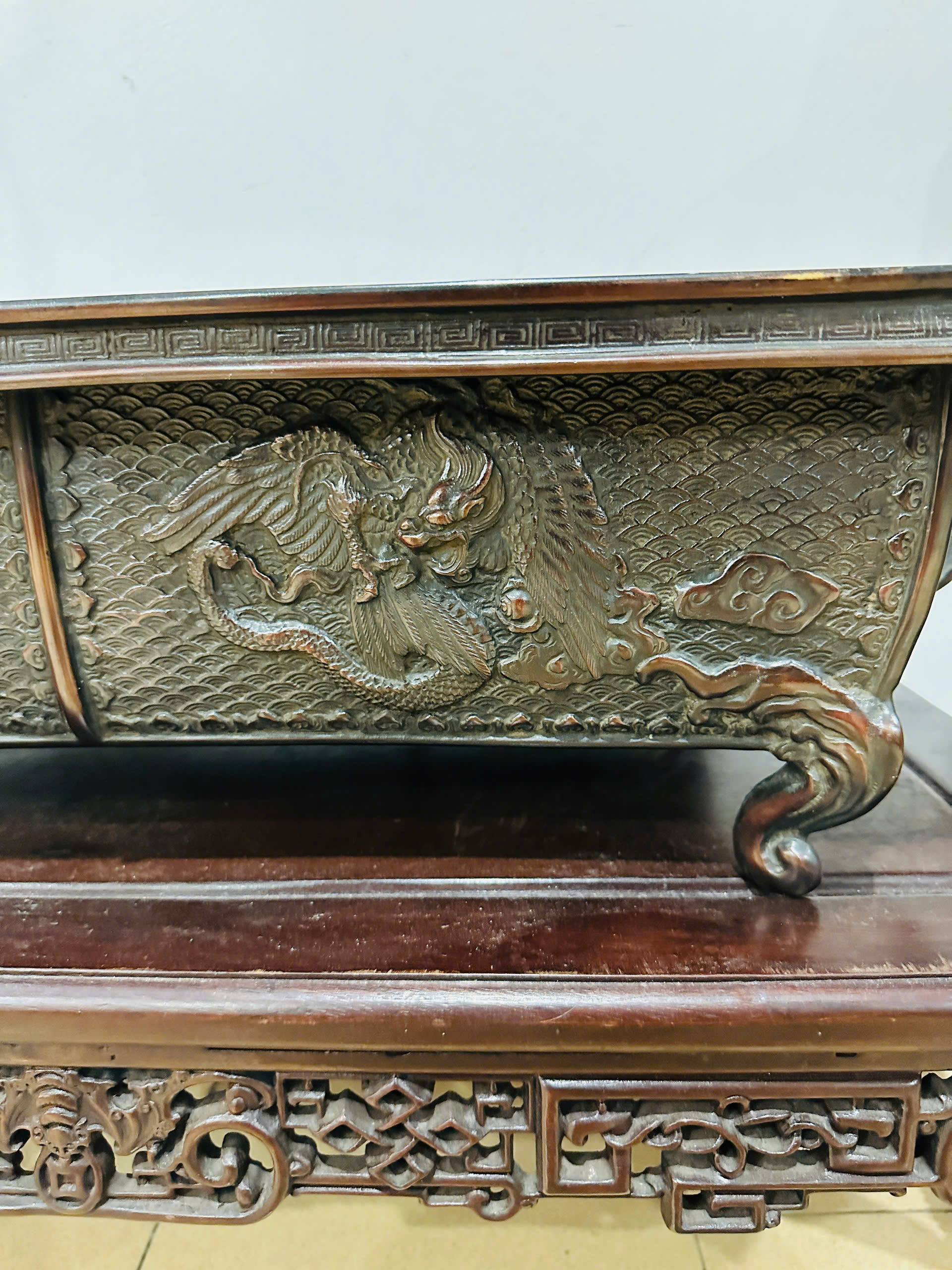 [PH0154] Chậu Đồng chạm khắc rồng nghệ thuật