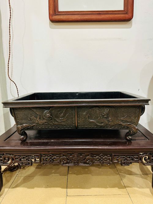 [PH0154] Chậu Đồng chạm khắc rồng nghệ thuật