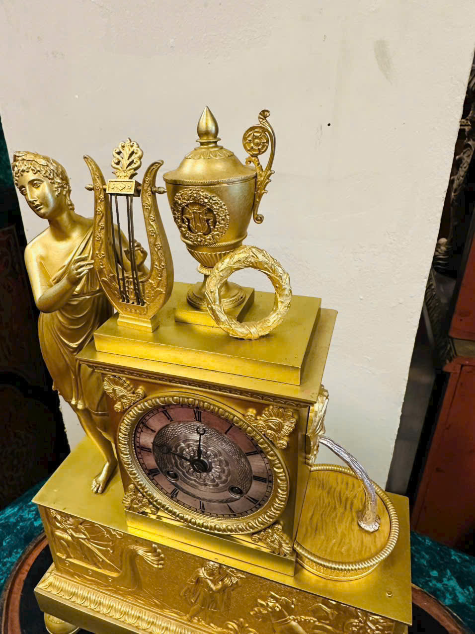 ĐỒNG HỒ PHÁP CỔ MẠ VÀNG – MÁY JAPY, CHUÔNG CHÉN, LỒNG KÍNH NGUYÊN BẢNG