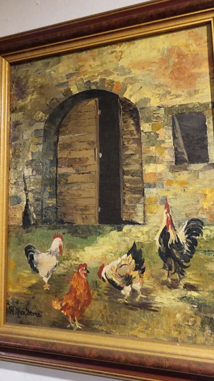 Tranh Sơn Dầu Sân Nhà Xưa – Hơi Thở Làng Quê Châu Âu Cổ Kính