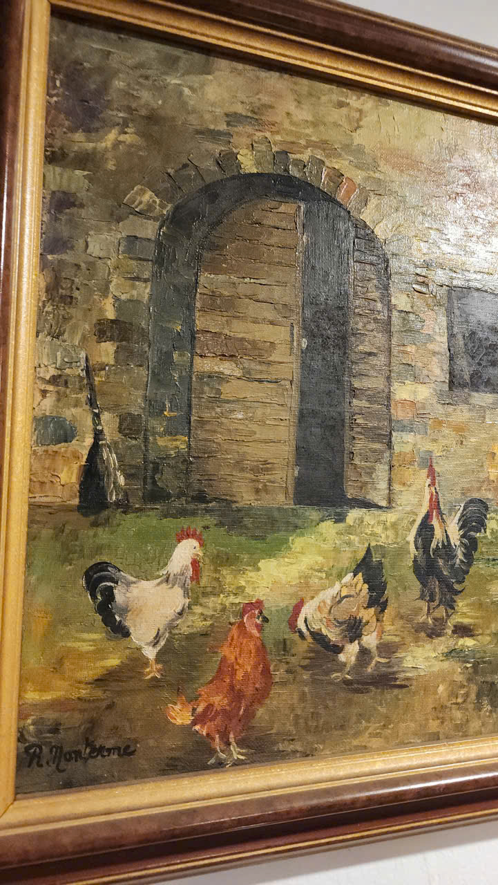 Tranh Sơn Dầu Sân Nhà Xưa – Hơi Thở Làng Quê Châu Âu Cổ Kính