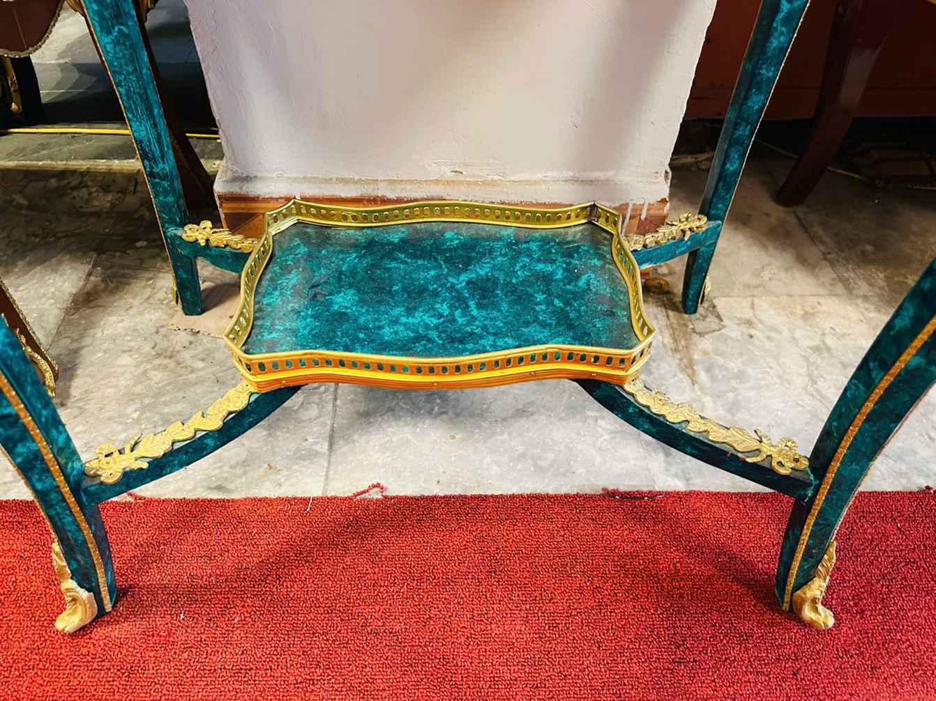 Đôn Gỗ Sồi Vân Đá Malachite – Thiết Kế Cổ Điển Sang Trọng, Phong Thủy Xanh Tươi [TH2759]