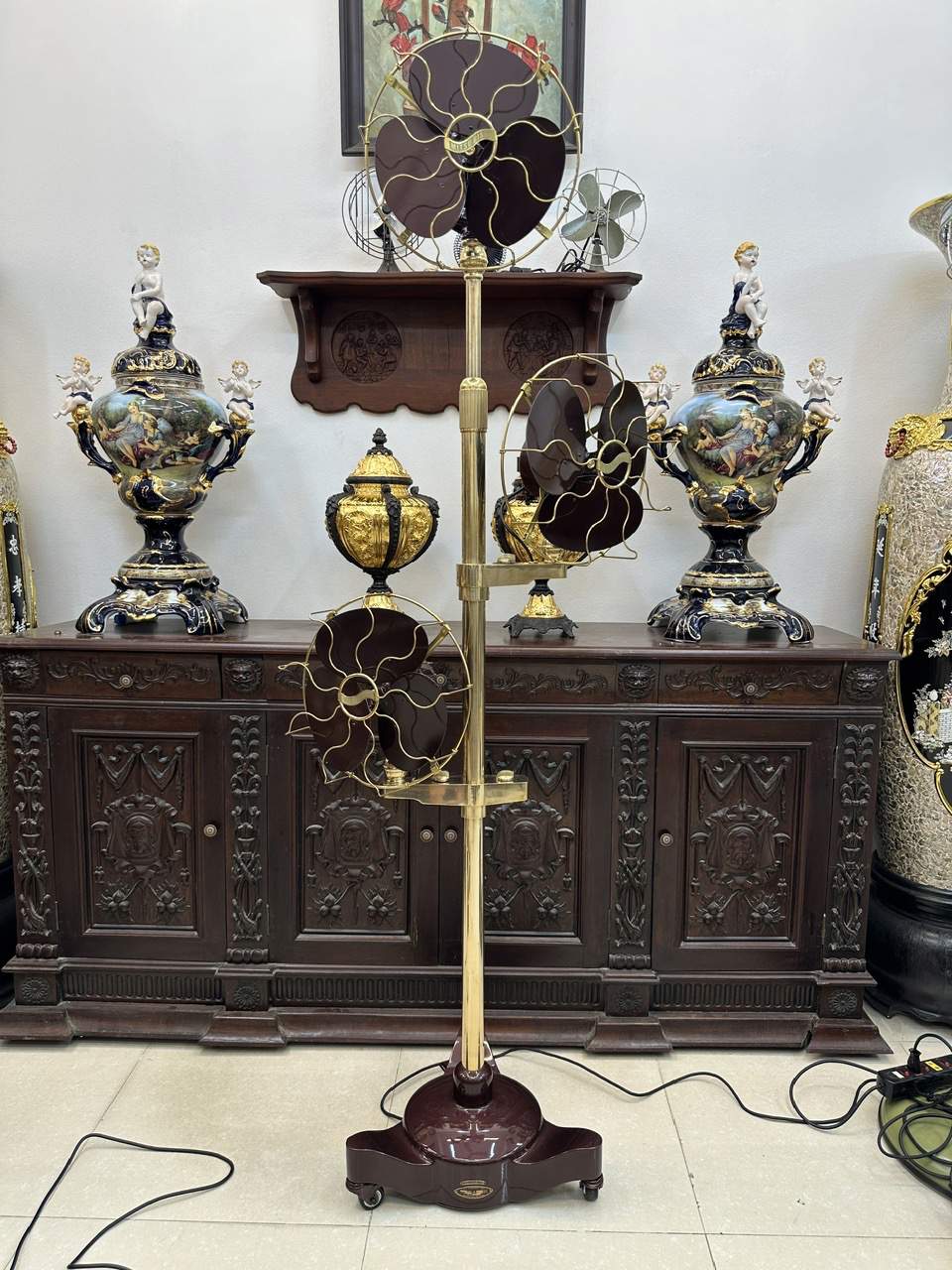 Quạt Cổ 3 Đầu Cánh FIP 300 Màu Rượu Vang Toàn Thân Đồng – Tuyệt Tác Decor Mang Giá Trị Sưu Tầm Cao