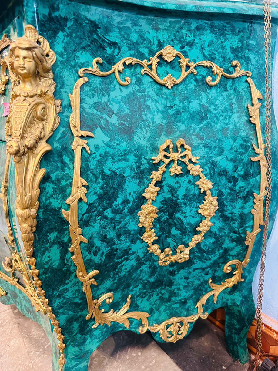 Đôn Vân Đá Malachit Louis XV – Vẻ Đẹp Quý Tộc Pháp Cho Không Gian Đẳng Cấp [TH1690]